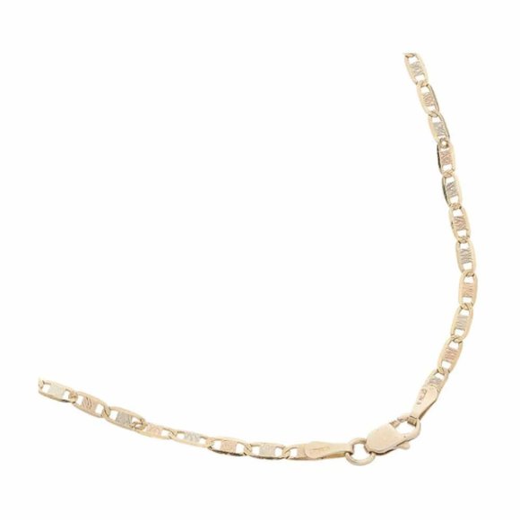 Tri Tone 14k Yellow Gold Gold Flat Gucci Link Chain 20” - Picture 2 of 2